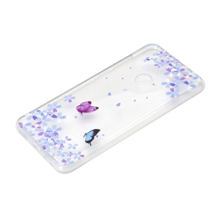 Estampa Padrão Macio TPU Telefone Case Para Asus Zenfone Max Pro (m2) ZB631KL - Borboleta E Flor-3