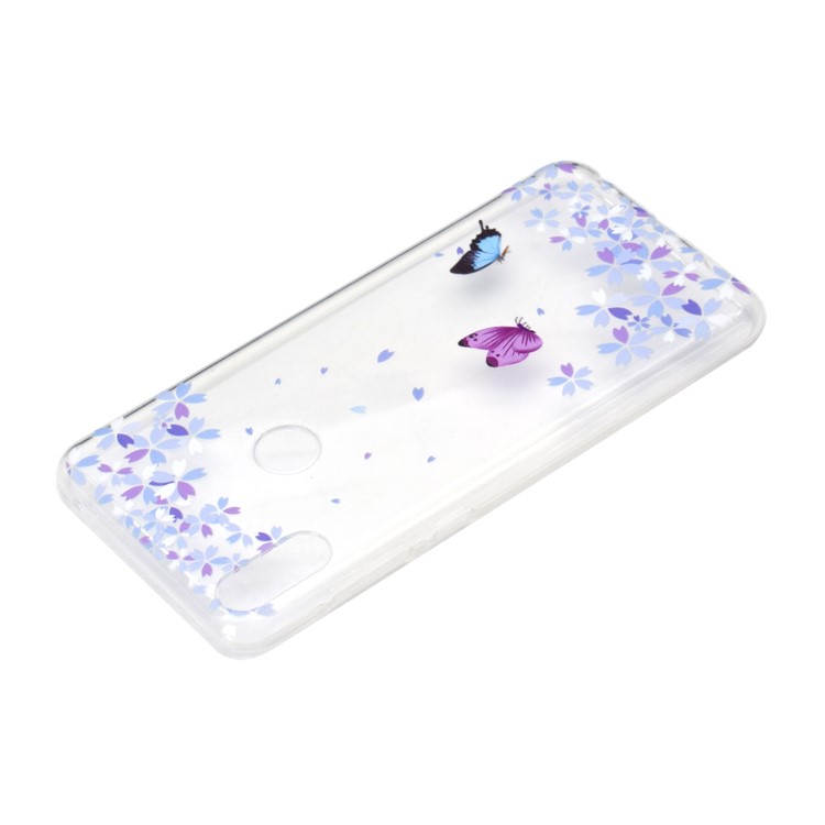 Estampa Padrão Macio TPU Telefone Case Para Asus Zenfone Max Pro (m2) ZB631KL - Borboleta E Flor-4