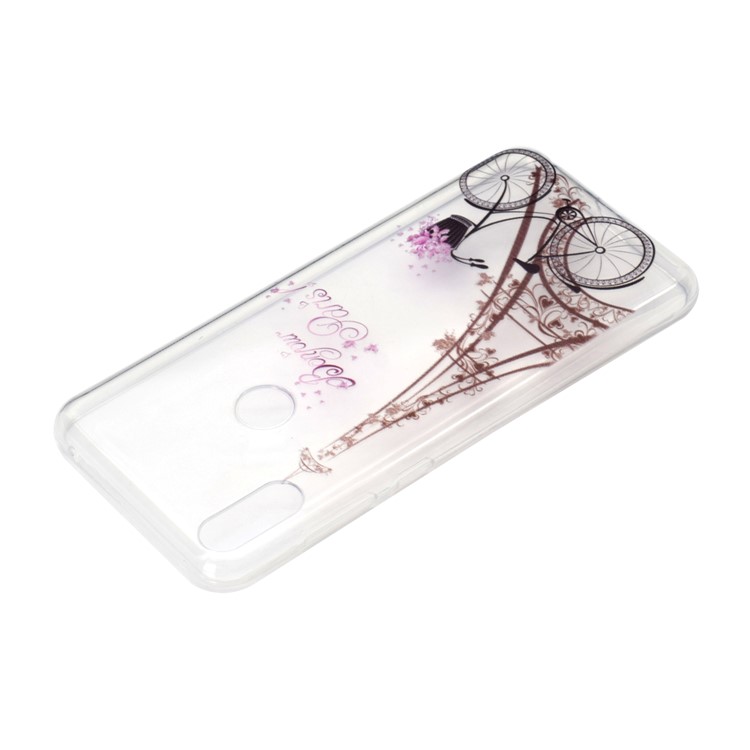 Estampa Padrão Macio TPU Telefone Case Para Asus Zenfone Max Pro (m2) ZB631KL - Torre Eiffel E Bicicleta-4