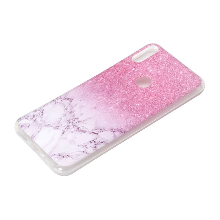 Estampa Padrão Macio TPU Telefone Case Para Asus Zenfone Max Pro (m2) ZB631KL - Glitter Rosa E Mármore-3