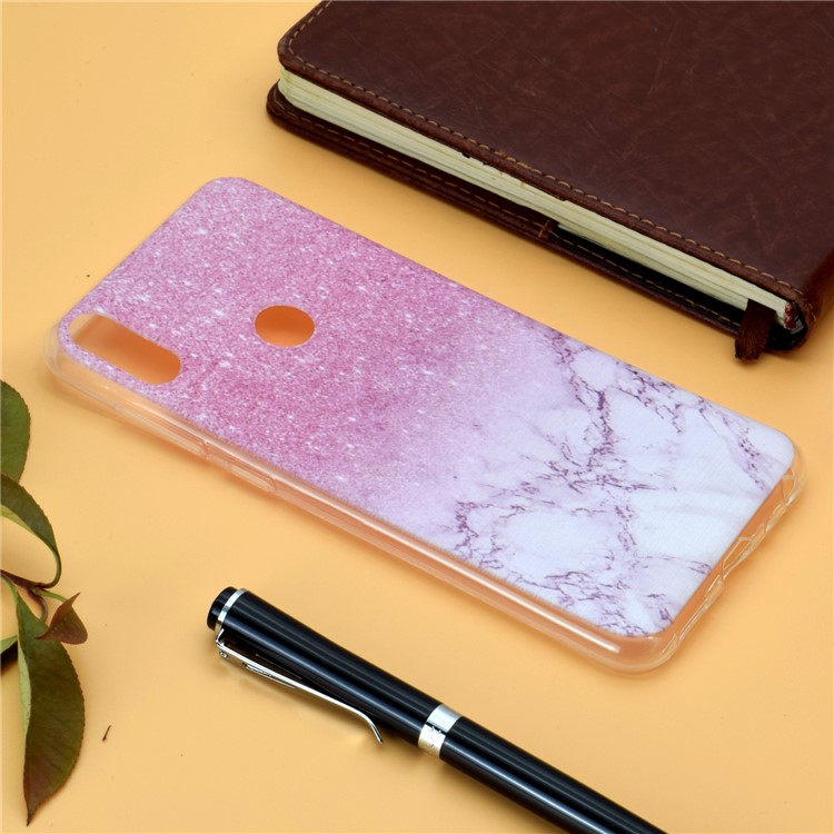 Estampa Padrão Macio TPU Telefone Case Para Asus Zenfone Max Pro (m2) ZB631KL - Glitter Rosa E Mármore-5