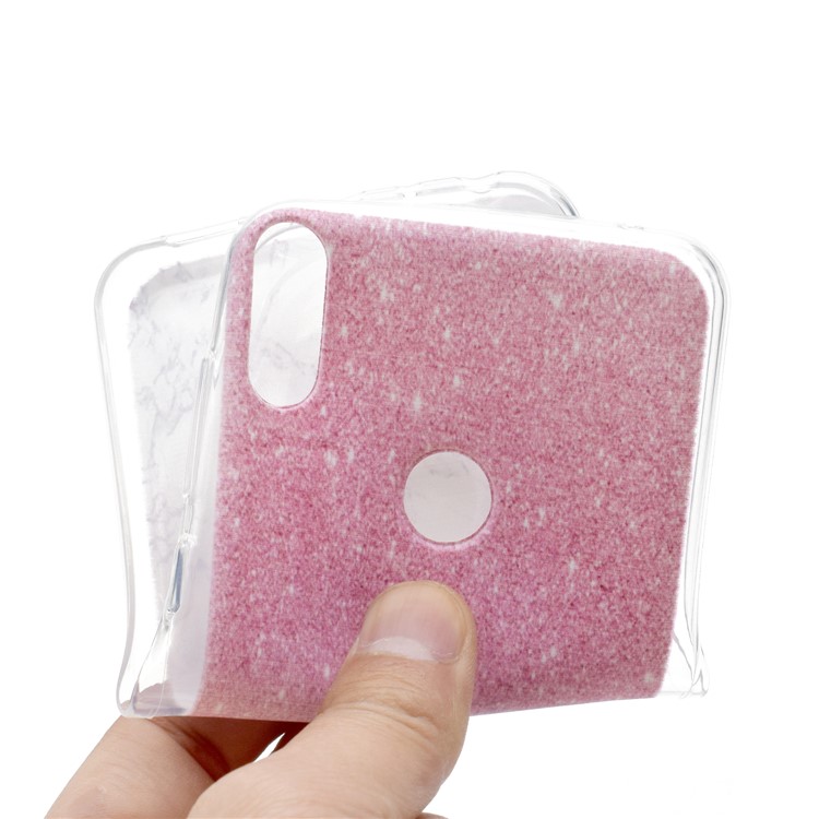 Estampa Padrão Macio TPU Telefone Case Para Asus Zenfone Max Pro (m2) ZB631KL - Glitter Rosa E Mármore-6