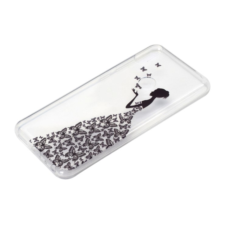 Estampa Padrão Macio TPU Telefone Case Para Asus Zenfone Max Pro (m2) ZB631KL - Menina Borboleta-3