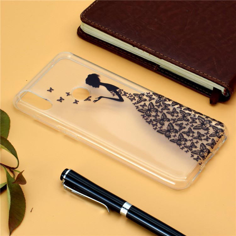 Estampa Padrão Macio TPU Telefone Case Para Asus Zenfone Max Pro (m2) ZB631KL - Menina Borboleta-6
