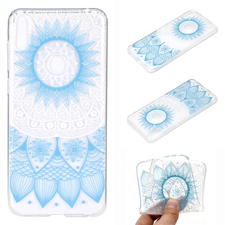 Estampa Padrão Macio TPU Telefone Case Para Asus Zenfone Max Pro (m2) ZB631KL - Mandala Azul-1