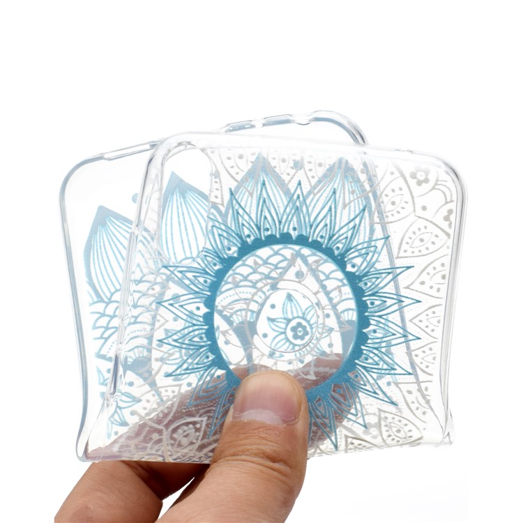 Estampa Padrão Macio TPU Telefone Case Para Asus Zenfone Max Pro (m2) ZB631KL - Mandala Azul-5
