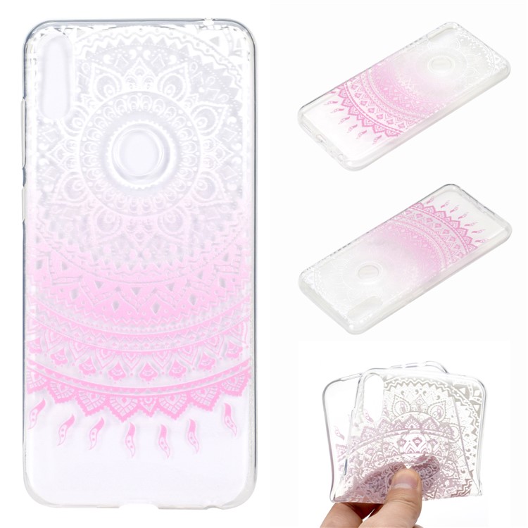 Estampa Padrão Macio TPU Telefone Case Para Asus Zenfone Max Pro (m2) ZB631KL - Mandala Rosa-1