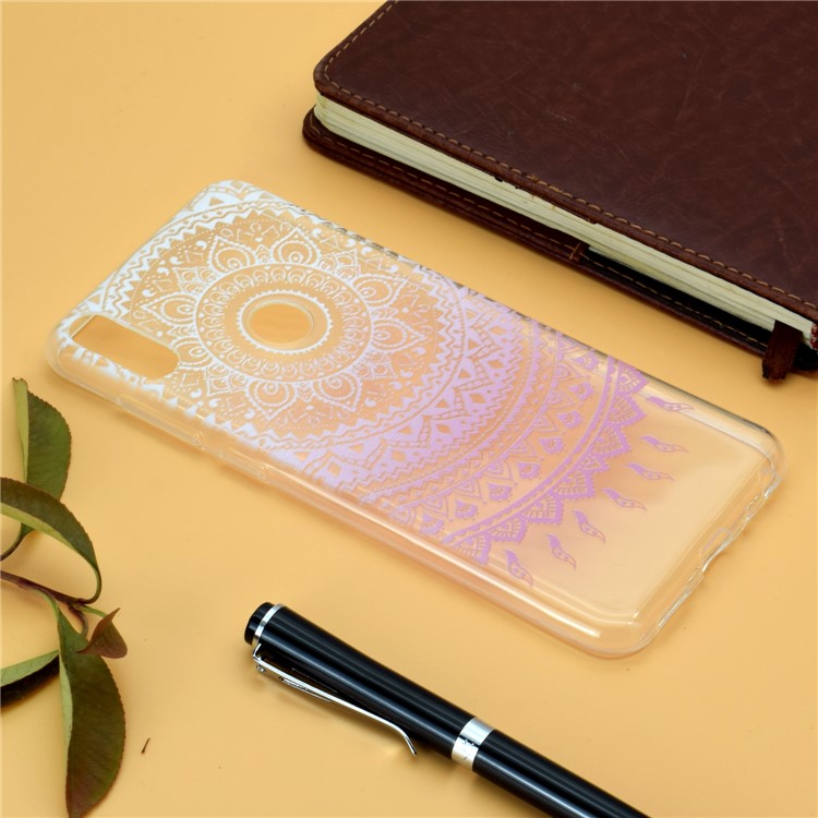 Estampa Padrão Macio TPU Telefone Case Para Asus Zenfone Max Pro (m2) ZB631KL - Mandala Rosa-6