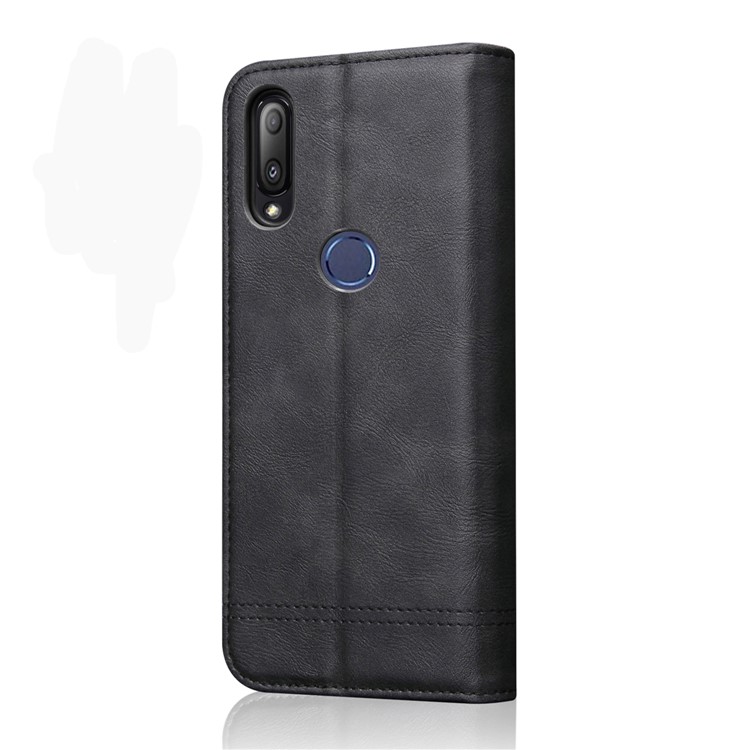 Auto-absorbed Crazy Horse Vintage Leather Stand Case for Asus Zenfone Max Shot ZB634KL - Black-2