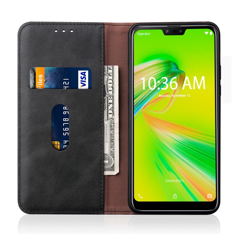 Auto-absorbed Crazy Horse Vintage Leather Stand Case for Asus Zenfone Max Shot ZB634KL - Black-3