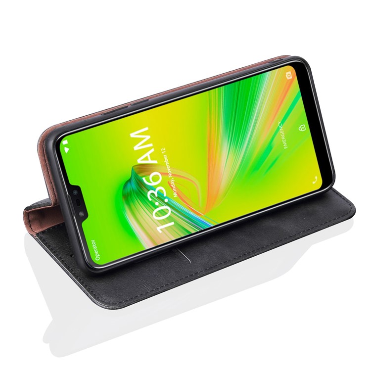 Auto-absorbed Crazy Horse Vintage Leather Stand Case for Asus Zenfone Max Shot ZB634KL - Black-5