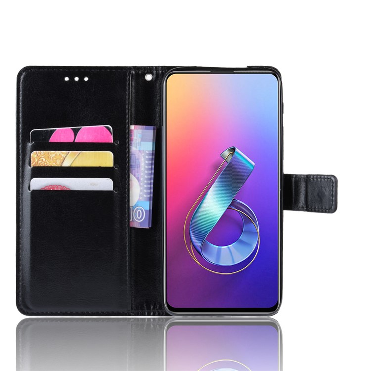 Crazy Horse Leather Stand Wallet Case for Asus Zenfone 6 ZS630KL/Zenfone 6z/Zenfone 6 2019 - Black-5