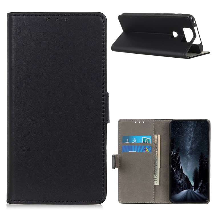 For Asus Zenfone 6 ZS630KL PU Leather Protective Cover with Wallet Stand - Black-1