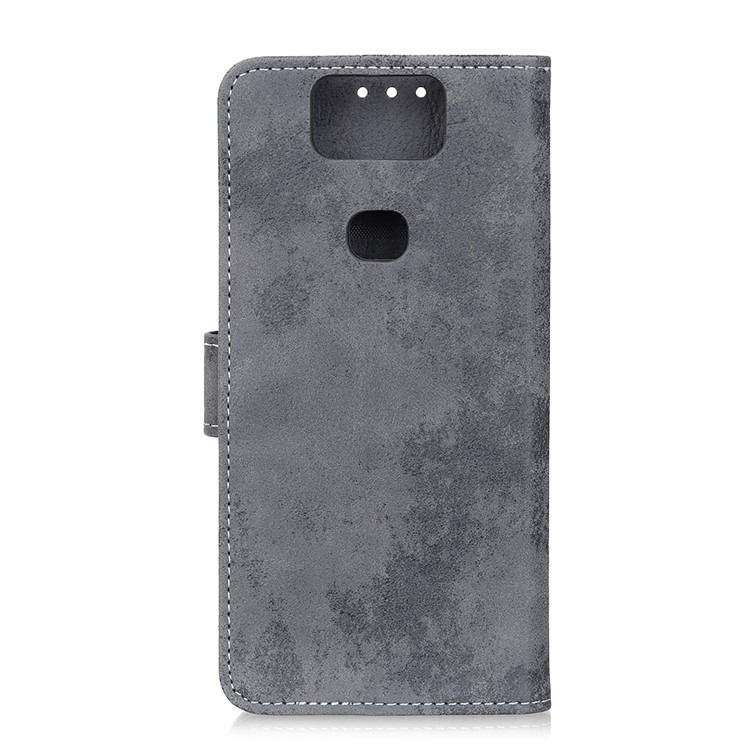 Vintage Style Leather Wallet Case for Asus Zenfone 6 ZS630KL - Grey-10