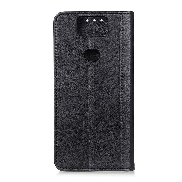 Auto-absorbed Litchi Texture Split Leather Cell Phone Case for Asus Zenfone 6 ZS630KL - Black-7