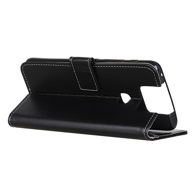 Litchi Grain Leather Cover with Wallet Stand for Asus Zenfone 6 ZS630KL - Black-4