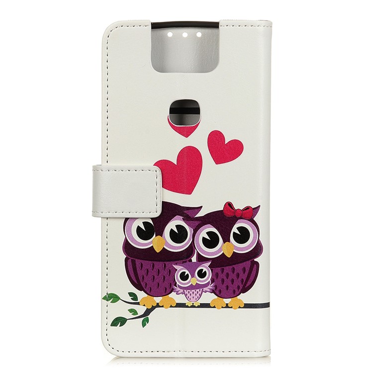 Pattern Printing Wallet Stand Leather Shell for Asus Zenfone 6 ZS630KL - Sweet Owl Family-2