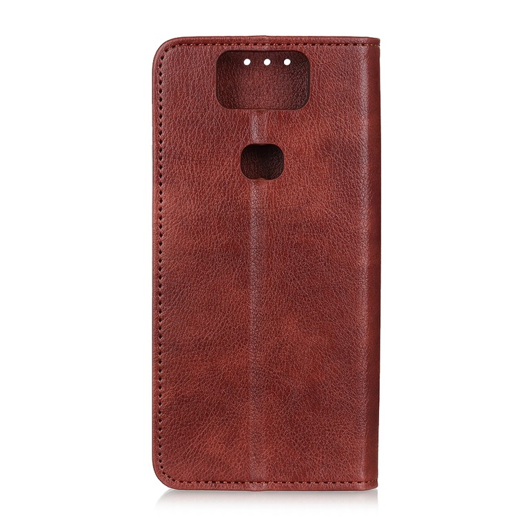 Auto-absorbed Litchi Texture Split Leather Cell Phone Case for Asus Zenfone 6 ZS630KL - Brown-7