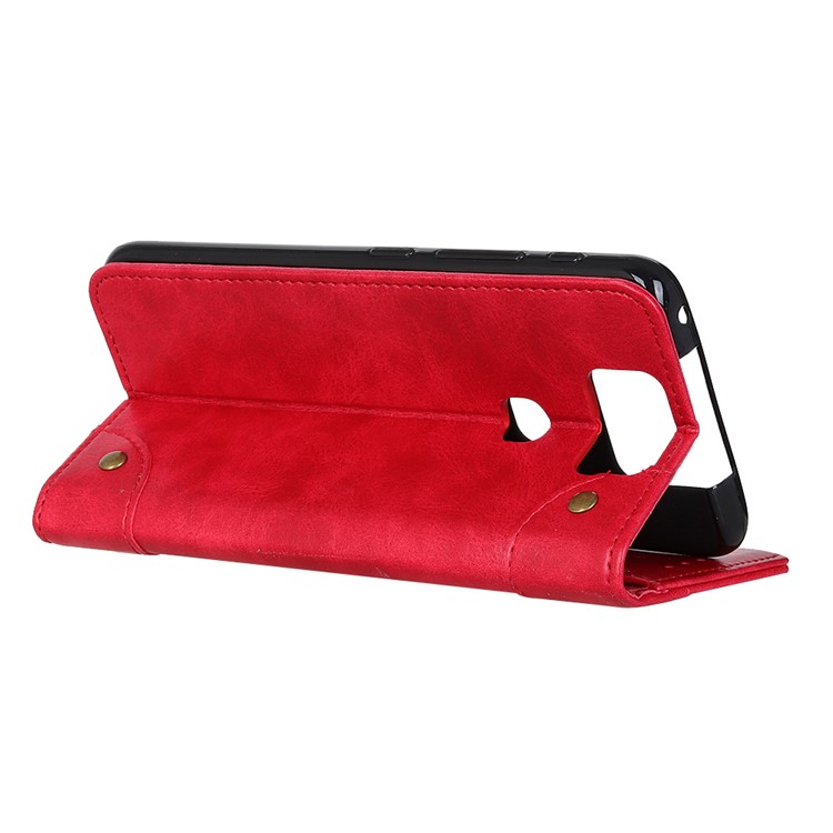 Auto-absorbed Split Leather+TPU Phone Case with Wallet Slot for Asus Zenfone 6 ZS630KL - Red-5