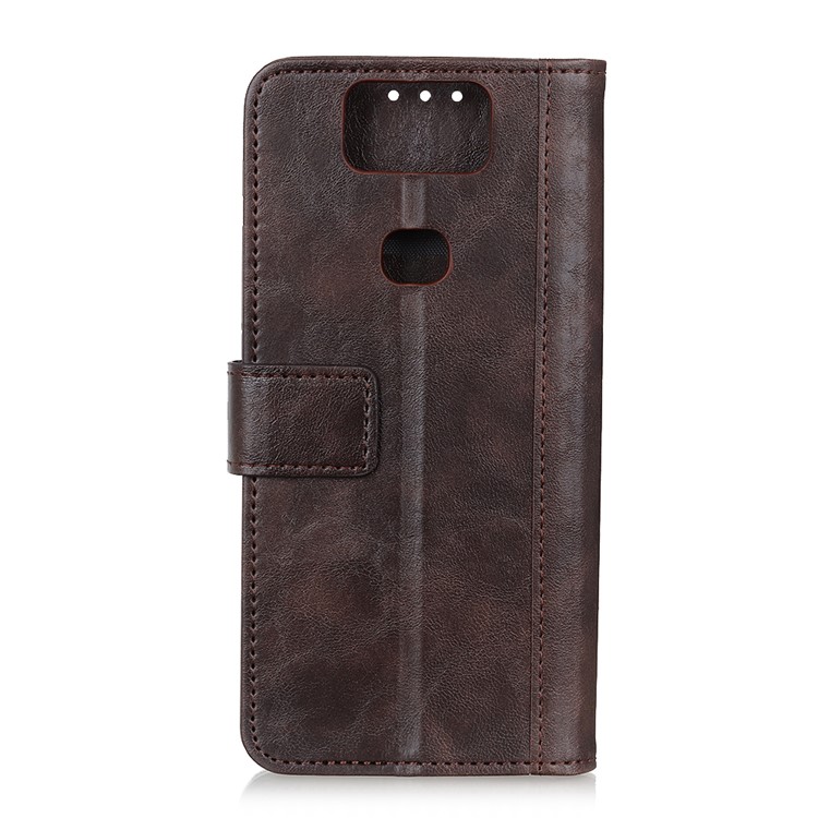 Rivet Decorated PU Leather+TPU with Wallet Slot Phone Cover for Asus Zenfone 6 ZS630KL - Coffee-2