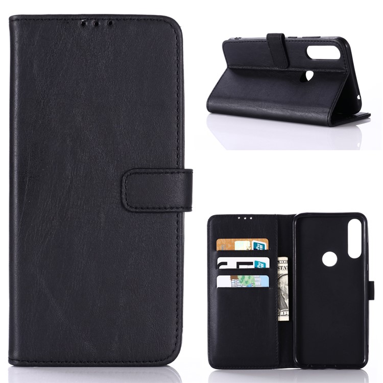 Crazy Horse Leather Wallet Stand Case for Asus Zenfone Max Plus (M2) ZB634KL - Black-1