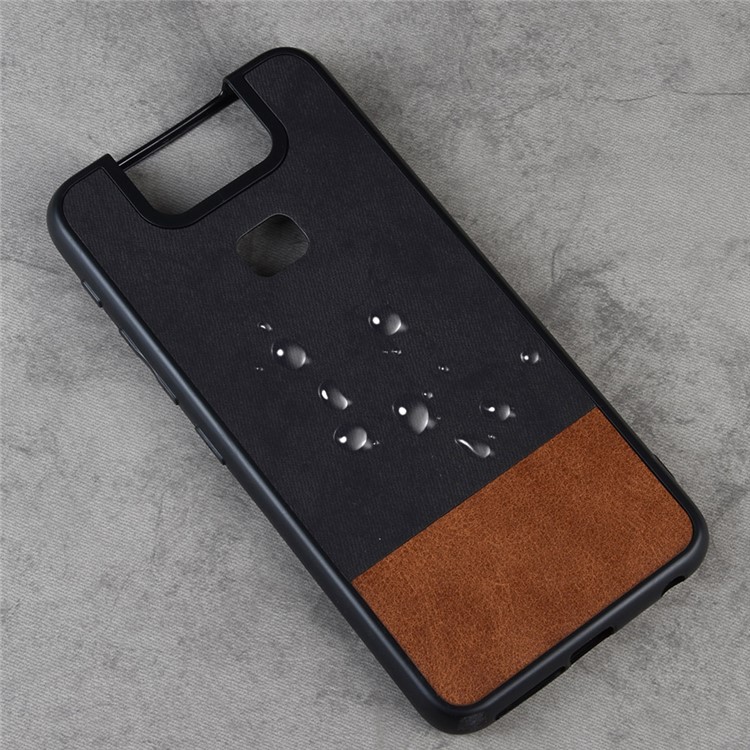 Jeans Cloth Bi-color Splicing PU Leather Coated PC TPU Hybrid Cover Mobile Phone Shell for Asus Zenfone 6 ZS630KL - Black-6