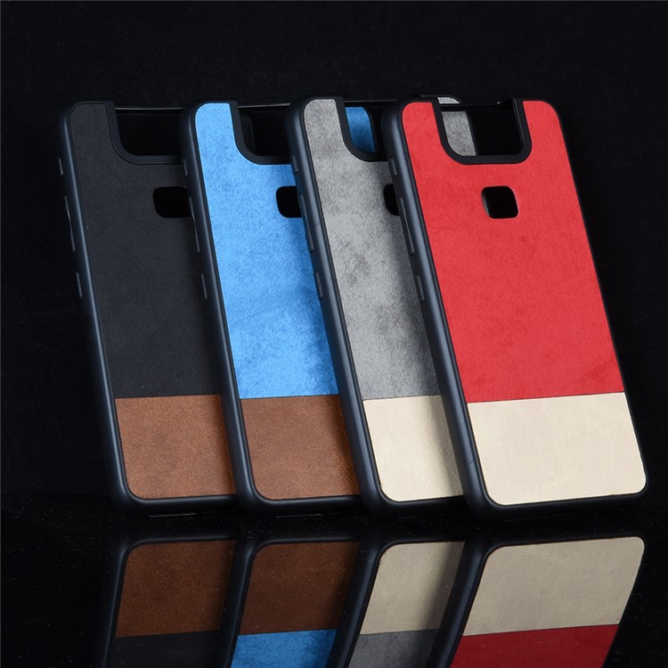 Jeans Cloth Bi-color Splicing PU Leather Coated PC TPU Hybrid Cover Mobile Phone Shell for Asus Zenfone 6 ZS630KL - Black-8