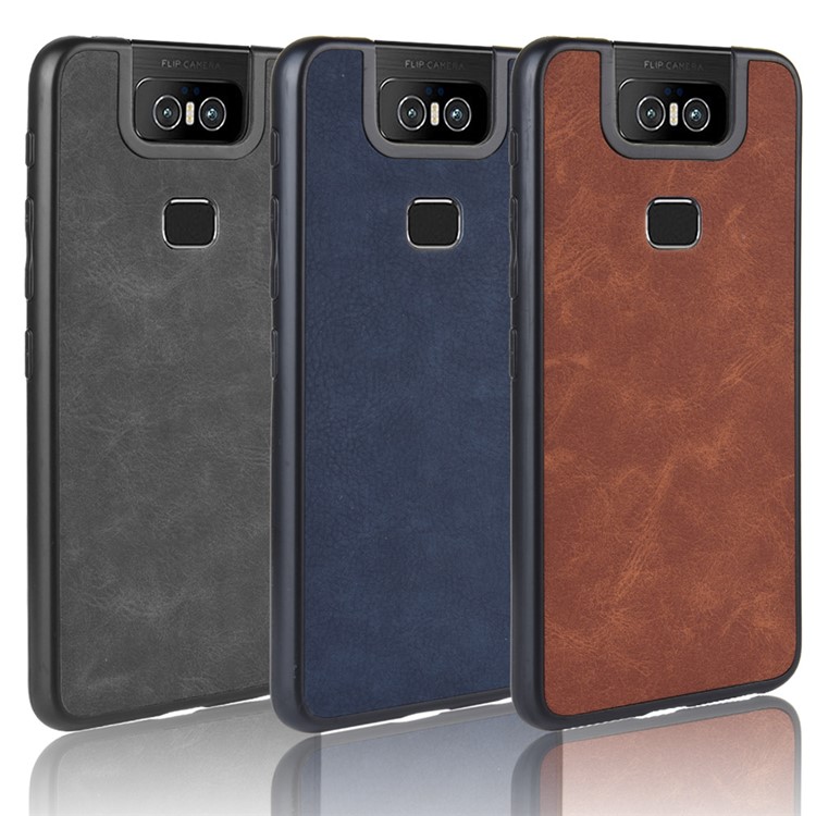 PU Leather Coated TPU Back Protective Phone Casing for Asus Zenfone 6 ZS630KL - Black-7