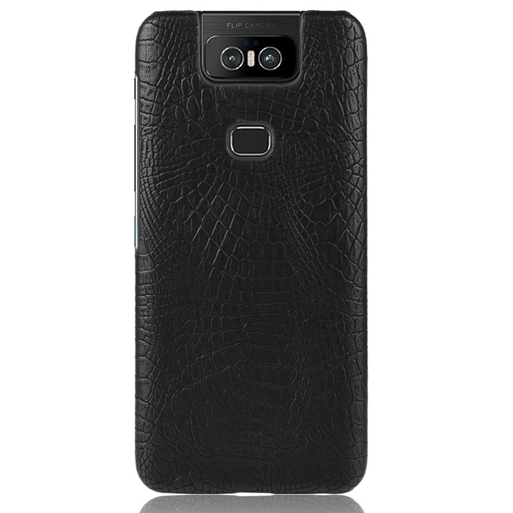 Crocodile Texture PU Leather+Coated PC Hard Phone Case for Asus Zenfone 6 ZS630KL - Black-2