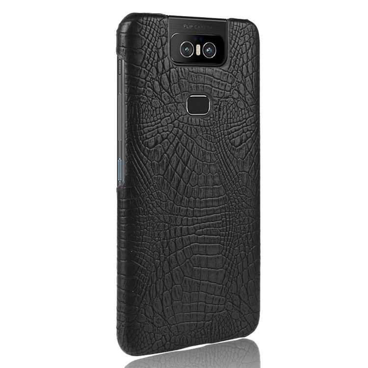 Crocodile Texture PU Leather+Coated PC Hard Phone Case for Asus Zenfone 6 ZS630KL - Black-3