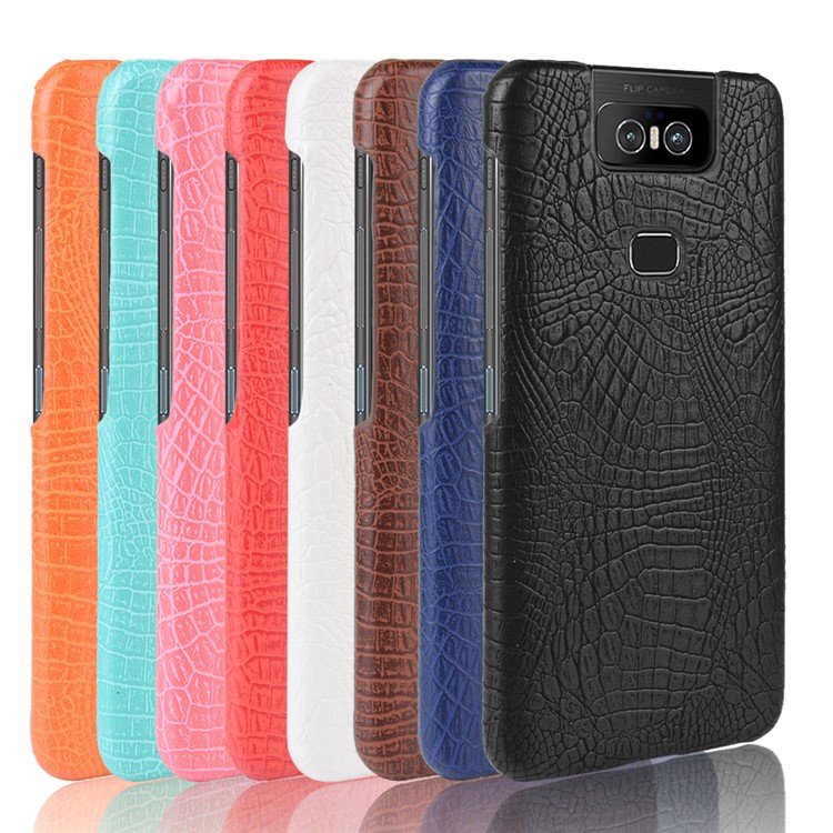 Crocodile Texture PU Leather+Coated PC Hard Phone Case for Asus Zenfone 6 ZS630KL - Black-6