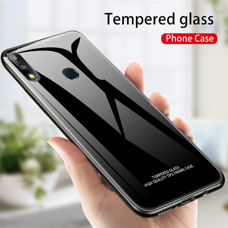 Pure Color Tempered Glass + TPU Edges Phone Case Shell for Asus Zenfone Max Pro (M2) ZB631KL - Black-3