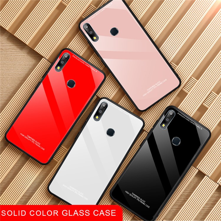 Pure Color Tempered Glass + TPU Edges Phone Case Shell for Asus Zenfone Max Pro (M2) ZB631KL - Black-8