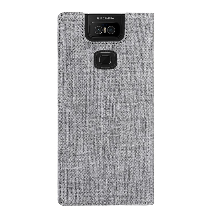 VILI DMX Cross Texture Stand Leather Card Holder Case for Asus Zenfone 6 ZS630KL - Grey-3