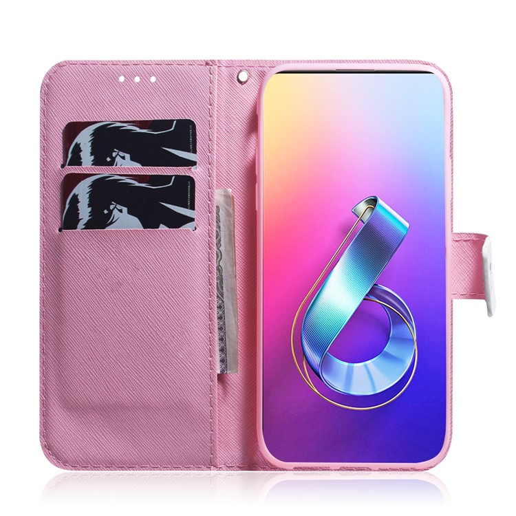 Pattern Printing PU Leather Wallet Stand Protective Cover for Asus Zenfone 6 ZS630KL - Flower-8