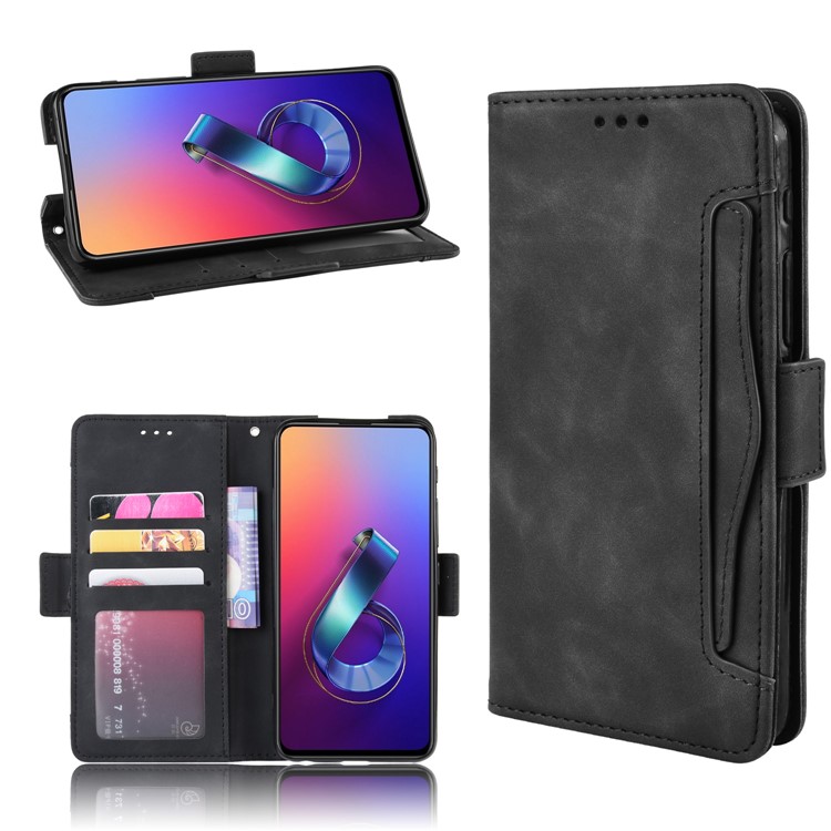 PU Leather Stand Wallet Phone Casing Cover for Asus Zenfone 6 ZS630KL - Black-1