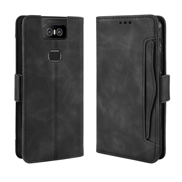 PU Leather Stand Wallet Phone Casing Cover for Asus Zenfone 6 ZS630KL - Black-7