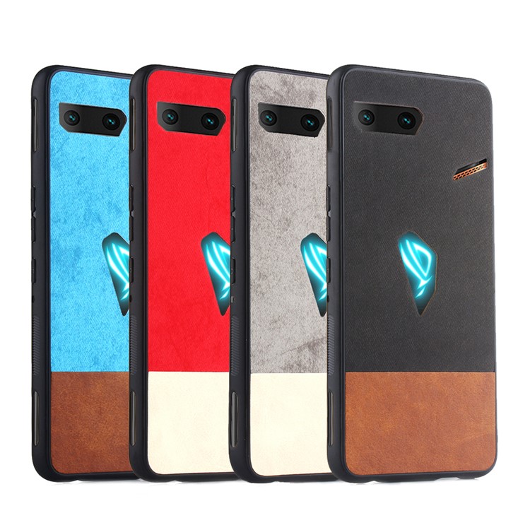 Dual Color Splicing PU Leather Coated PC + TPU Hybrid Case for Asus ROG Phone (ZS600KL) - Black-5