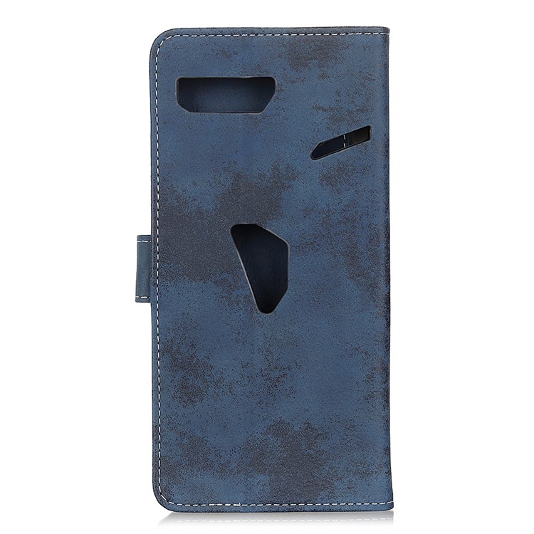 Funda Tipo Billetera De Cuero Estilo Vintage Para Teléfono Asus ROG II ZS660KL - Azul-3