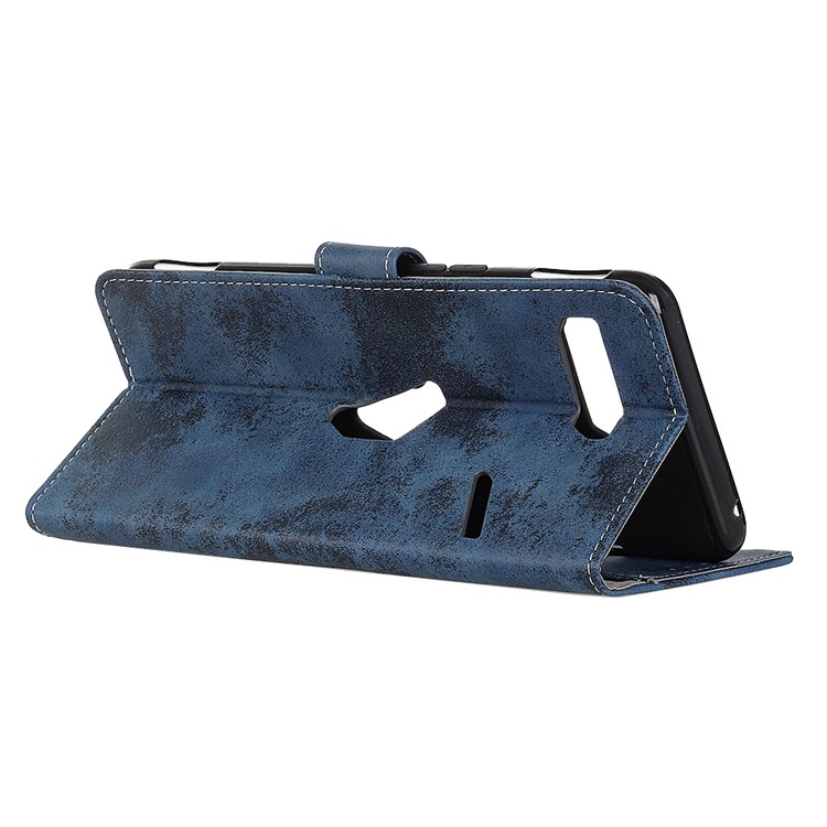 Funda Tipo Billetera De Cuero Estilo Vintage Para Teléfono Asus ROG II ZS660KL - Azul-4