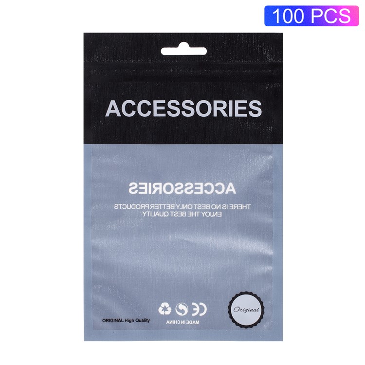 100Pcs/Lot Zip Lock Packing Bag for USB Data Cable, Size: 13.5x9.5cm - Black-1