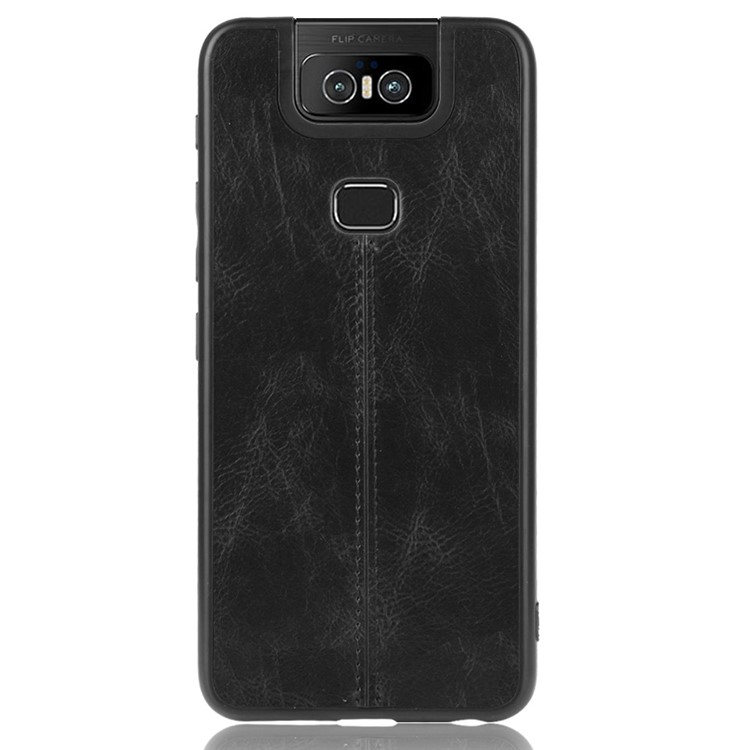 Leather Coated PC + TPU Combo Case for Asus Zenfone 6 ZS630KL - Black-2