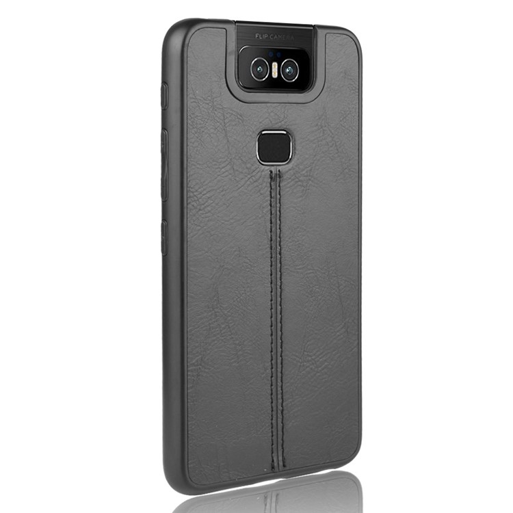 Leather Coated PC + TPU Combo Case for Asus Zenfone 6 ZS630KL - Black-3