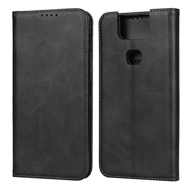 Auto-absorbed Leather Wallet Case with Stand Phone Shell for Asus Zenfone 6 ZS630KL - Black-1