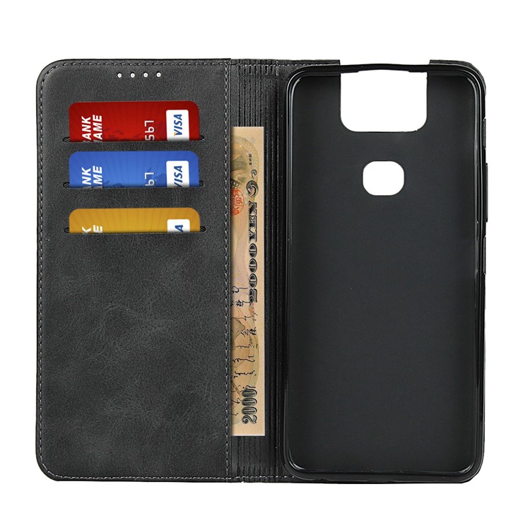 Auto-absorbed Leather Wallet Case with Stand Phone Shell for Asus Zenfone 6 ZS630KL - Black-4