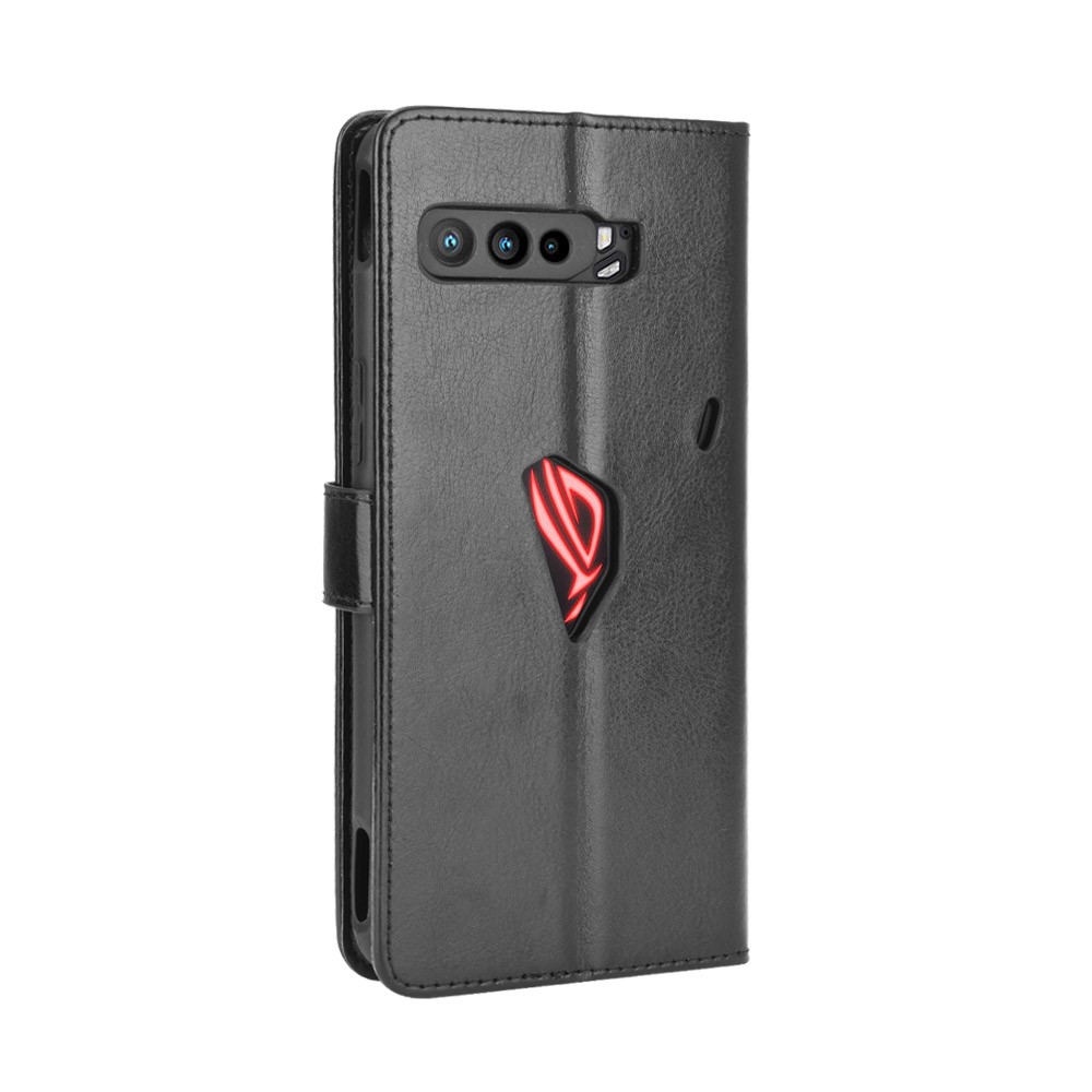 Crazy Horse Texture Wallet Stand Leather Phone Case with Logo Hole for Asus ROG Phone 3/ZS661KS/ROG Phone 3 Strix - Black-7