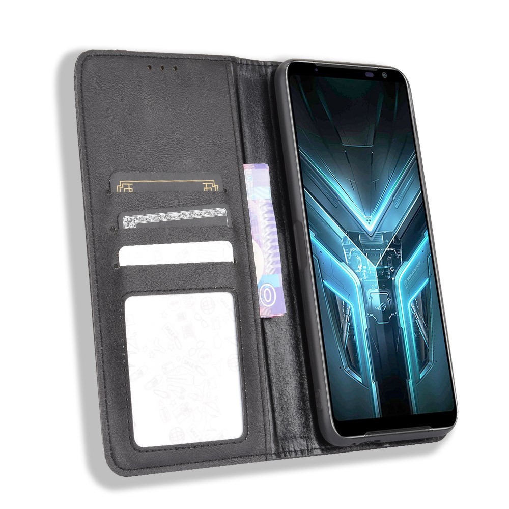 Retro Leather Stylish Phone Shell for Asus ROG Phone 3/ZS661KS/ROG Phone 3 Strix - Black-6