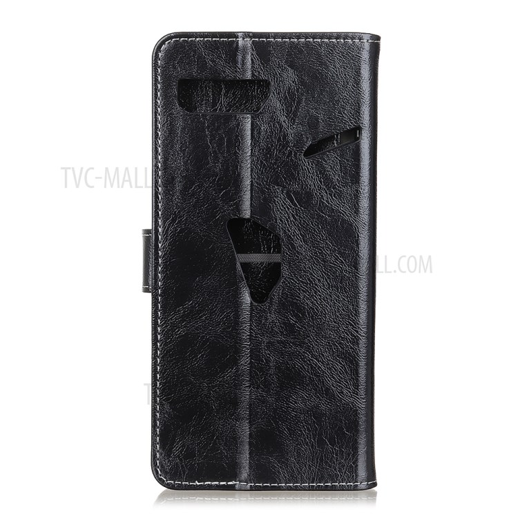 Crazy Horse Vintage Leather Wallet Case for Asus ROG Phone 3 ZS661KS - Black-3