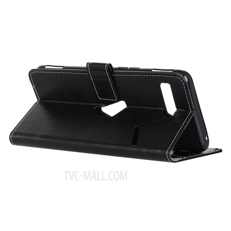 Crazy Horse Vintage Leather Wallet Case for Asus ROG Phone 3 ZS661KS - Black-4