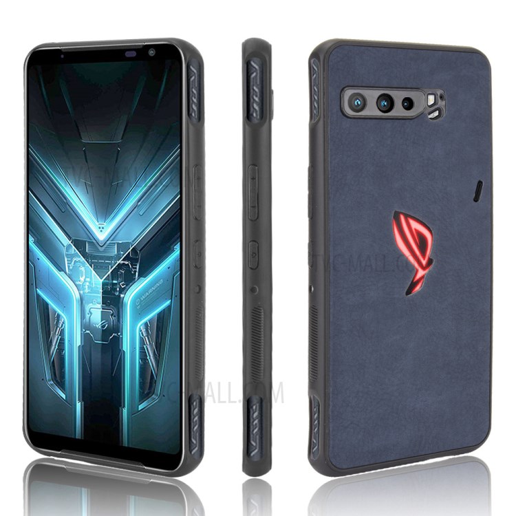 Leather Coated TPU Case for Asus ROG Phone 3 ZS661KS/3 Strix - Blue-1